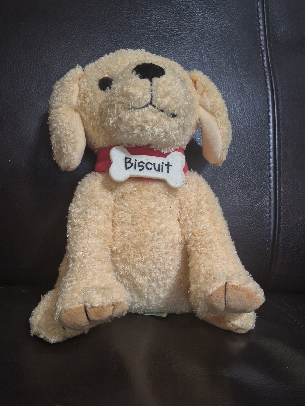Plush Dog Toy with 'Biscuit' Bone Collar - Cream
